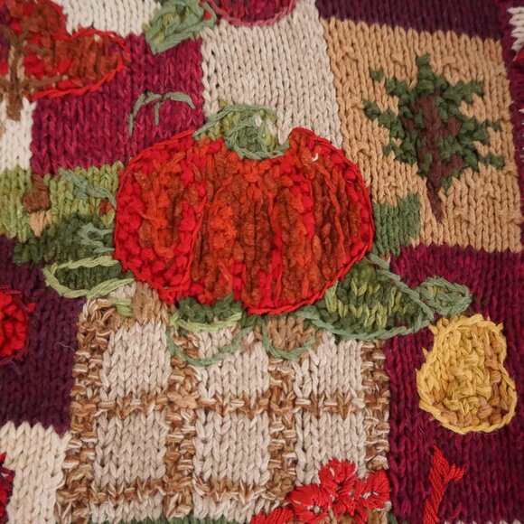 Vintage Casual Corner Annex Pumpkin Apple Patchwork Harvest Sweater Grandma S - Picture 9 of 11